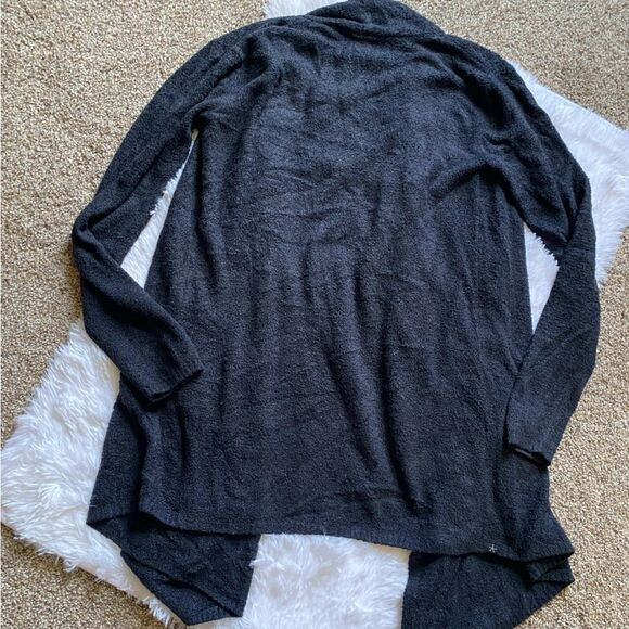 Barefoot Dreams Cozy Chic Lite Waterfall Drape Open Front Black Cardigan Small - Picture 2 of 10